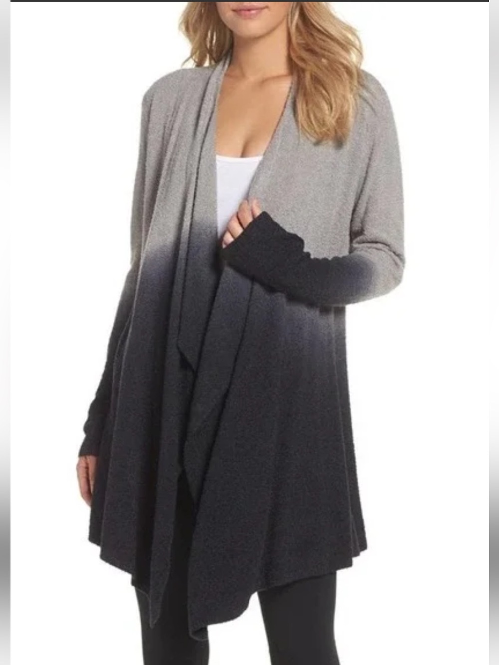 Barefoot Dreams Women’s Ombre Open-Front Sweater Cardigan